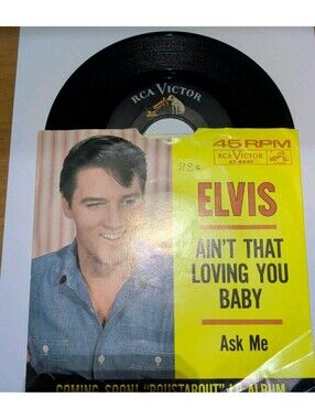 ELVIS PRESLEY "Ain't That Loving You Baby" & "Ask" 45 RMP Record & Sleeve. RCA